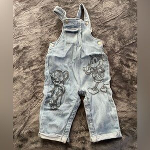 Primark Light Blue Denim Kids Overalls with Cartoon Prints